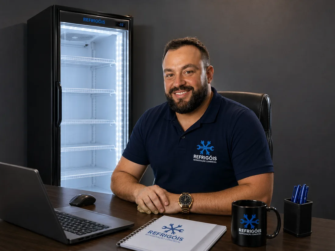 Robert Góis, fundador da Refrigóis, no escritório da empresa